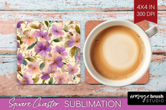Pastel Flowers Square Coaster - Summer Coaster PNG Product Image 1