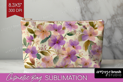 Pastel Flowers Cosmetic Bag - Summer Makeup Bag PNG Product Image 1