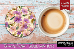 Pastel Flowers Round Coaster - Summer Coaster PNG Product Image 1
