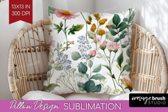 Pastel Flowers Pillow Sublimation - Summer Pillow Cover PNG Product Image 1