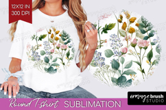 Pastel Flowers Round Tshirt Background - Summer PNG Product Image 1