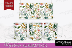 Pastel Flowers Mug Wrap - Summer Mug PNG Sublimation Product Image 1