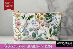 Pastel Flowers Cosmetic Bag - Summer Makeup Bag PNG Product Image 1