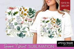 Pastel Flowers Square Tshirt Background - Summer PNG Product Image 1