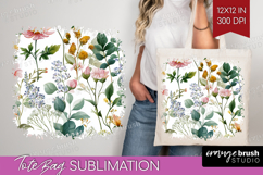 Pastel Flowers Tote Bag - Summer Tote Bag PNG Sublimation Product Image 1