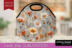Pastel Flowers Lunch Bag - Summer Lunch Bug PNG Sublimation Product Image 1