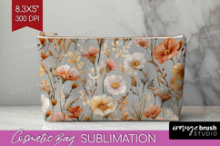 Pastel Flowers Cosmetic Bag - Summer Makeup Bag PNG Product Image 1