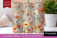 Pastel Flowers Tumbler Wrap - Summer Tumbler PNG Sublimation Product Image 1
