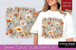 Pastel Flowers Square Tshirt Background - Summer PNG Product Image 1