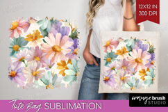 Pastel Flowers Tote Bag - Summer Tote Bag PNG Sublimation Product Image 1
