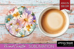 Pastel Flowers Round Coaster - Summer Coaster PNG Product Image 1