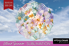 Pastel Flowers Wind Spinner Sublimation PNG - Summer Round Product Image 1