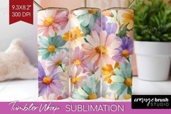 Pastel Flowers Tumbler Wrap - Summer Tumbler PNG Sublimation Product Image 1