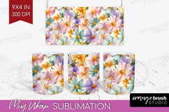 Pastel Flowers Mug Wrap - Summer Mug PNG Sublimation Product Image 1