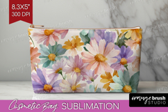 Pastel Flowers Cosmetic Bag - Summer Makeup Bag PNG Product Image 1