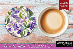 Pastel Flowers Round Coaster - Summer Coaster PNG Product Image 1