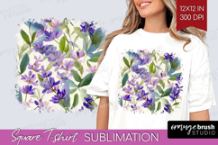 Pastel Flowers Square Tshirt Background - Summer PNG Product Image 1