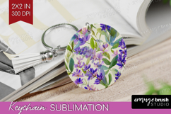Pastel Flowers Keychain PNG - Summer Keychain Sublimation Product Image 1