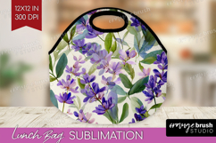 Pastel Flowers Lunch Bag - Summer Lunch Bug PNG Sublimation Product Image 1