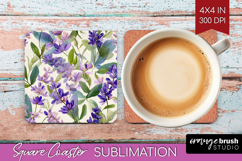 Pastel Flowers Square Coaster - Summer Coaster PNG Product Image 1
