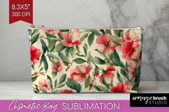 Pastel Flowers Cosmetic Bag - Summer Makeup Bag PNG Product Image 1