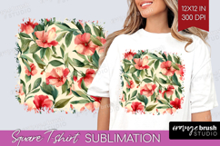 Pastel Flowers Square Tshirt Background - Summer PNG Product Image 1