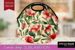 Pastel Flowers Lunch Bag - Summer Lunch Bug PNG Sublimation Product Image 1
