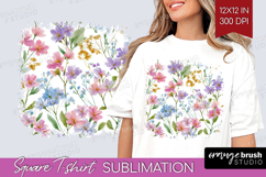Pastel Flowers Square Tshirt Background - Summer PNG Product Image 1