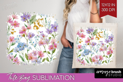 Pastel Flowers Tote Bag - Summer Tote Bag PNG Sublimation Product Image 1
