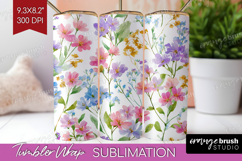 Pastel Flowers Tumbler Wrap - Summer Tumbler PNG Sublimation Product Image 1