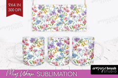 Pastel Flowers Mug Wrap - Summer Mug PNG Sublimation Product Image 1