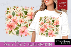 Pastel Flowers Square Tshirt Background - Summer PNG Product Image 1