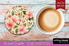 Pastel Flowers Round Coaster - Summer Coaster PNG Product Image 1