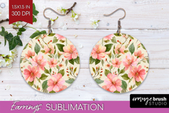 Pastel Flowers Round Earrings - Summer PNG Sublimation Product Image 1