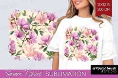 Pastel Flowers Square Tshirt Background - Summer PNG Product Image 1