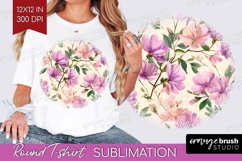 Pastel Flowers Round Tshirt Background - Summer PNG Product Image 1
