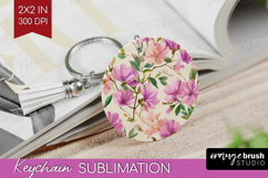 Pastel Flowers Keychain PNG - Summer Keychain Sublimation Product Image 1
