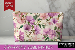 Pastel Flowers Cosmetic Bag - Summer Makeup Bag PNG Product Image 1
