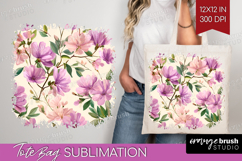 Pastel Flowers Tote Bag - Summer Tote Bag PNG Sublimation Product Image 1