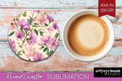 Pastel Flowers Round Coaster - Summer Coaster PNG Product Image 1