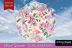 Pastel Flowers Wind Spinner Sublimation PNG - Summer Round Product Image 1