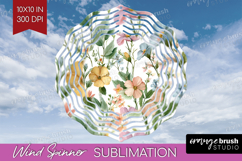 Pastel Flowers Wind Spinner Sublimation PNG - Summer Round Product Image 1