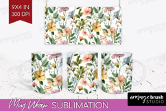 Pastel Flowers Mug Wrap - Summer Mug PNG Sublimation Product Image 1
