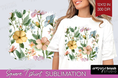 Pastel Flowers Square Tshirt Background - Summer PNG Product Image 1