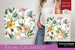 Pastel Flowers Tote Bag - Summer Tote Bag PNG Sublimation Product Image 1