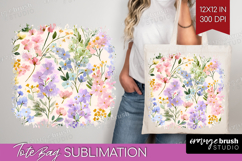 Pastel Flowers Tote Bag - Summer Tote Bag PNG Sublimation Product Image 1