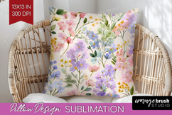 Pastel Flowers Pillow Sublimation - Summer Pillow Cover PNG Product Image 1