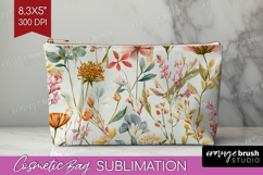 Pastel Flowers Cosmetic Bag - Summer Makeup Bag PNG Product Image 1