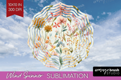 Pastel Flowers Wind Spinner Sublimation PNG - Summer Round Product Image 1
