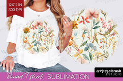 Pastel Flowers Round Tshirt Background - Summer PNG Product Image 1